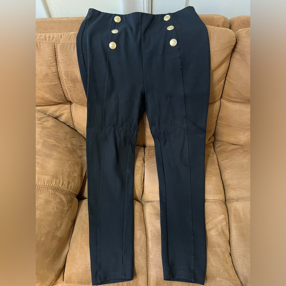 Zara Gold Buttons Leggings- Size L